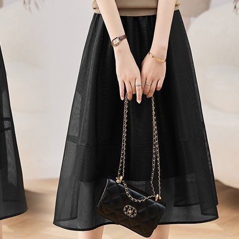 Nouvel Ensemble Robe Deux Pièces en Maille Fine Soie Glacée