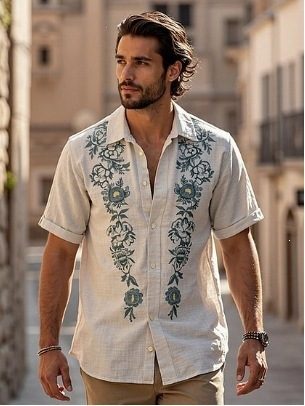 Rétro Style 3D Imprimé Homme Manches Courtes Shirt