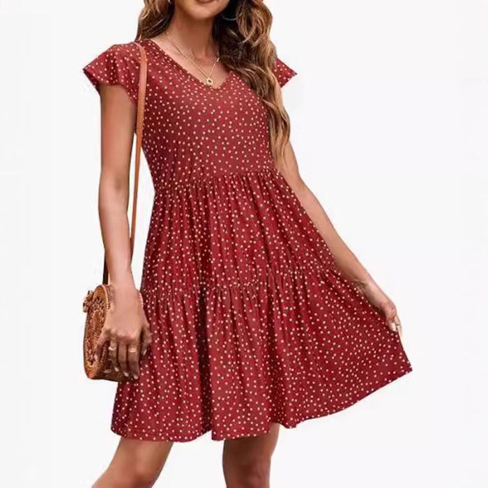 Femme Décontracté Col V Pleated Robe