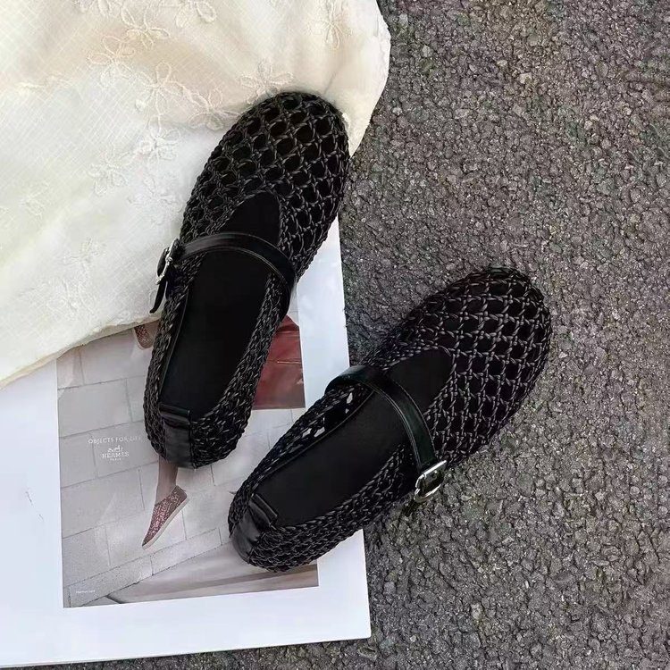 Rétro Hollow-Weave Confortable Flat Chaussures