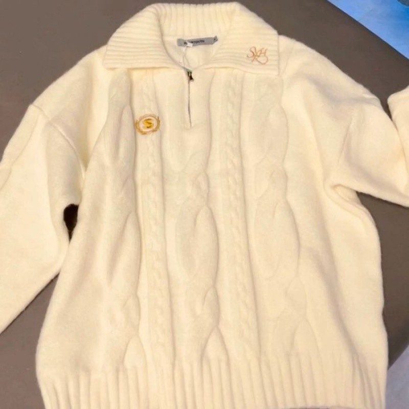 Pull Col Polo Blanc pour Femme - Collection Automne-Hiver