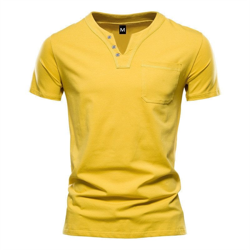 T-shirt Homme Col V Manches Courtes - L'Élégance Décontractée Jeune Adulte