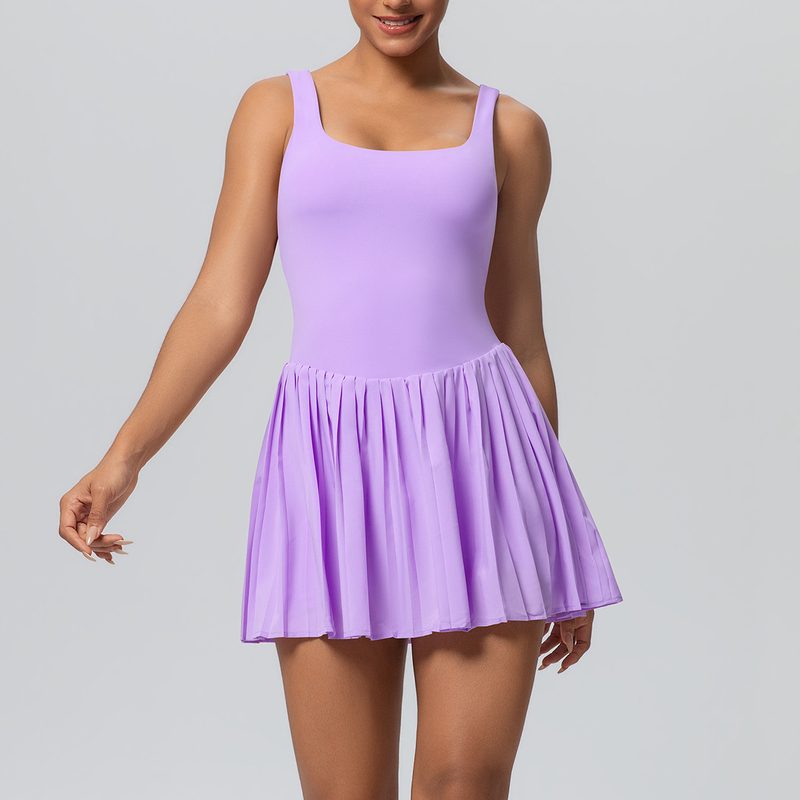 Robe de Fitness Femme 2-en-1 : Effet Jupe de Tennis & Haut Performance