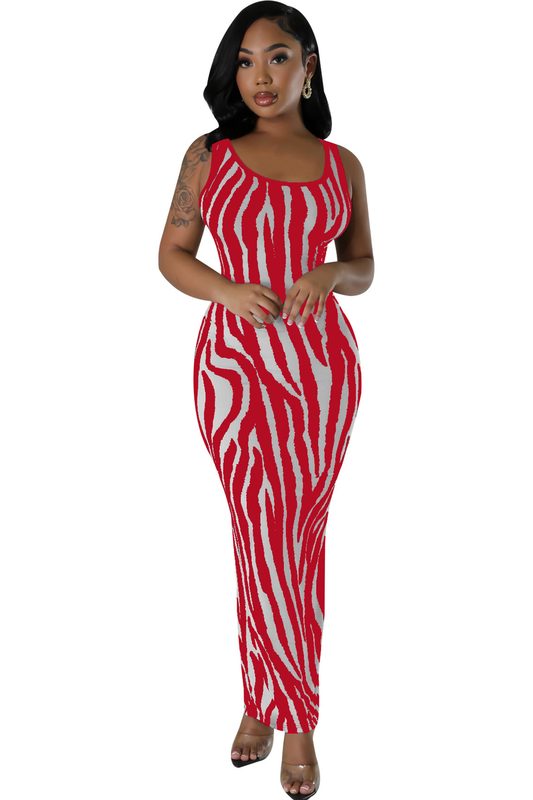 Femme Zebra-Print And Chic Vest Robe