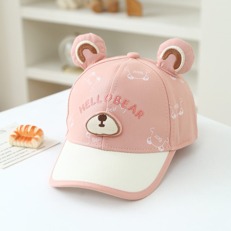 Spring And Summer Children'S Baseball Casquettes With Cute Sun Protection Prints Featuring Adorable Bear Noses. Perfect For Daily Wear