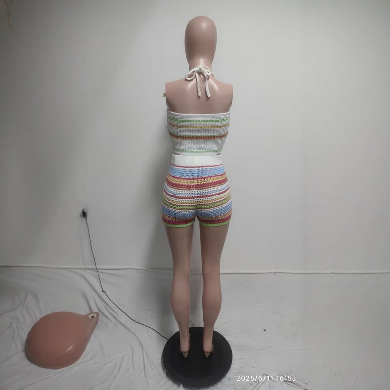Sweater Backless Halter Top And Bodycon Hip-Hugging Pantalon Set