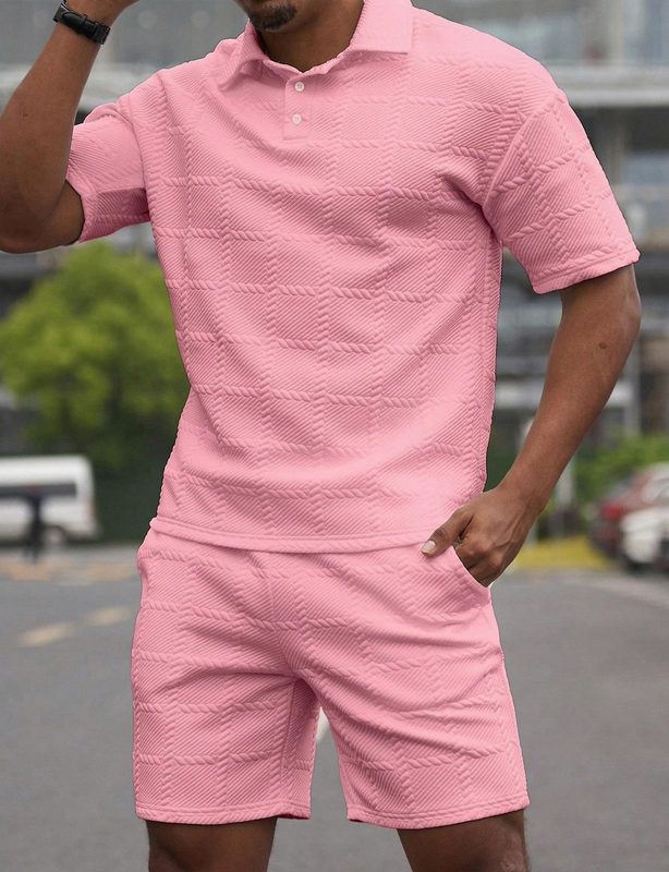 Uni-Color Décontracté Homme Manches Courtes Set