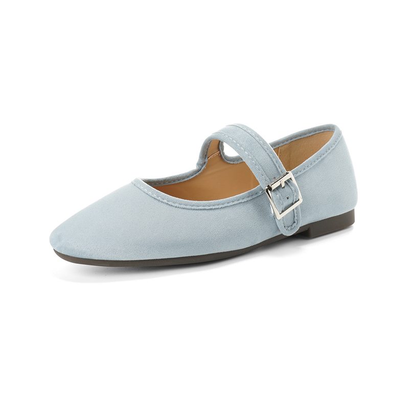 Ballerines Françaises en Daim à Bout Rond et Semelle Souple pour Femme