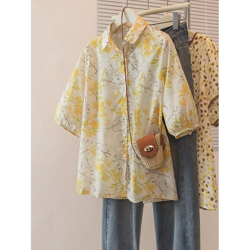 Blouse Fluide et Légère à Imprimé Floral Polyvalente pour Femme