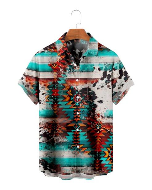 Homme Décontracté Shirt With Digital Stripe Print