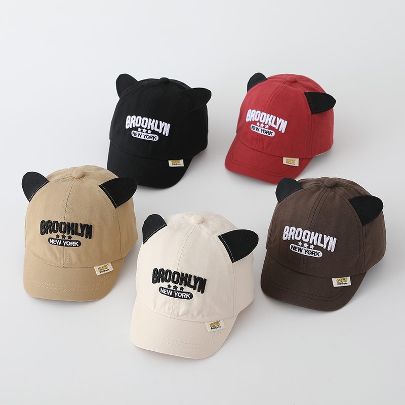 Casquette de Baseball Enfant | Design Ludique avec Oreilles de Dessin Animé et Broderie 3D Multi-lettres | Couleur Unie, Réglable – Idéale Sport & Quotidien