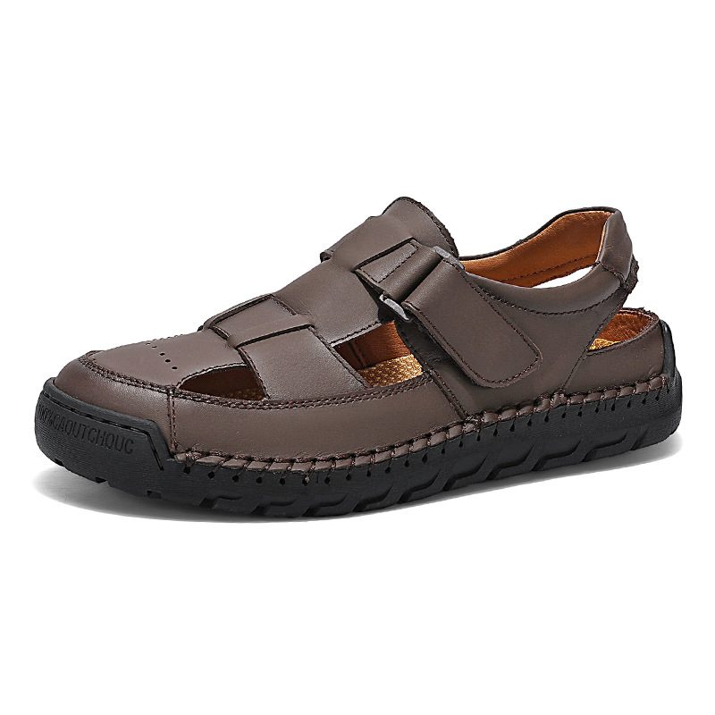 Sandales Homme Été en Cuir Pleine Fleur