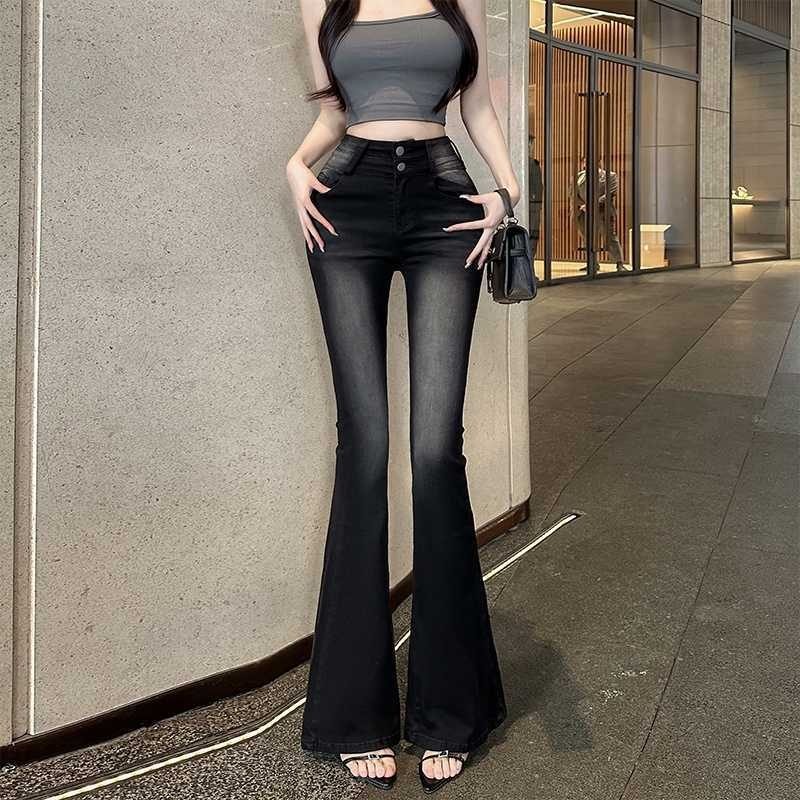 High-Waisted Leg-Slimming Vintage Flared Denim Pantalon