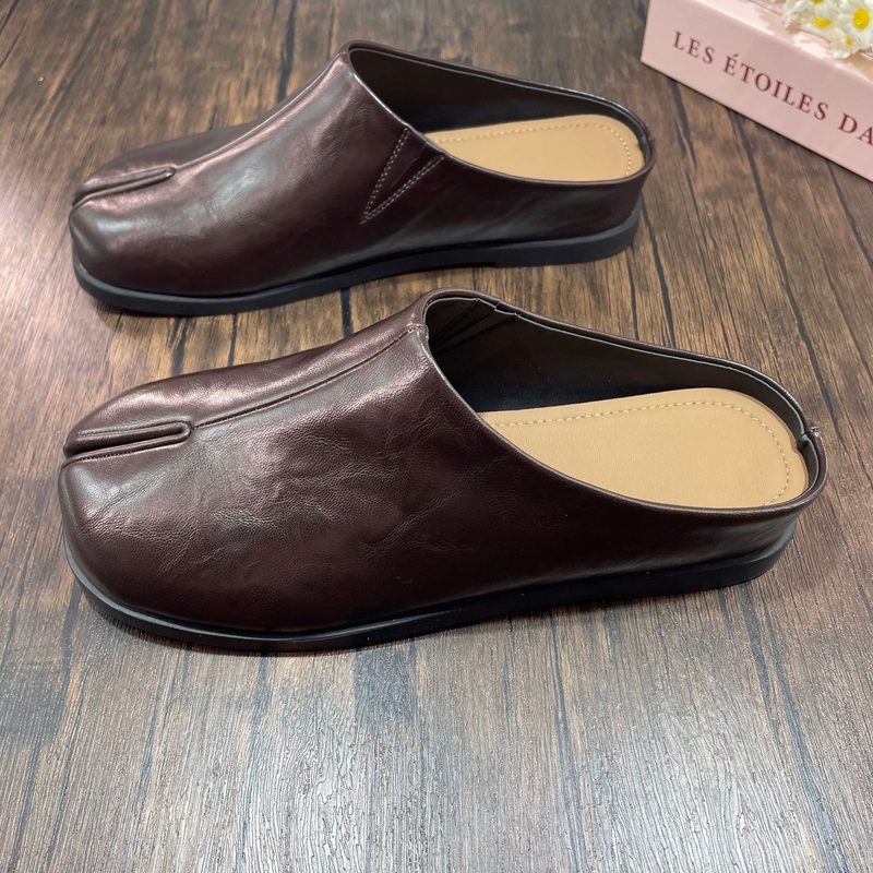 Cowhidestyle Koreanstyle Pigfoot Splittoe Chaussures For Womenniche Design