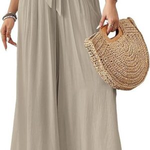 Pantalon Fluide à Jambes Larges Imprimé Floral pour Femme