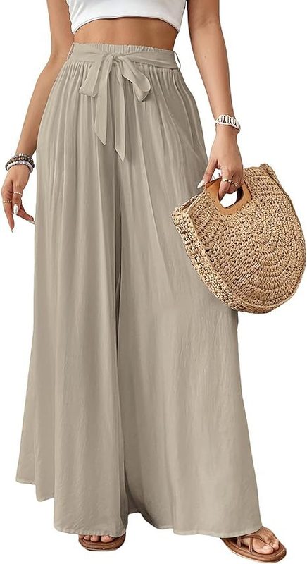 Pantalon Fluide à Jambes Larges Imprimé Floral pour Femme