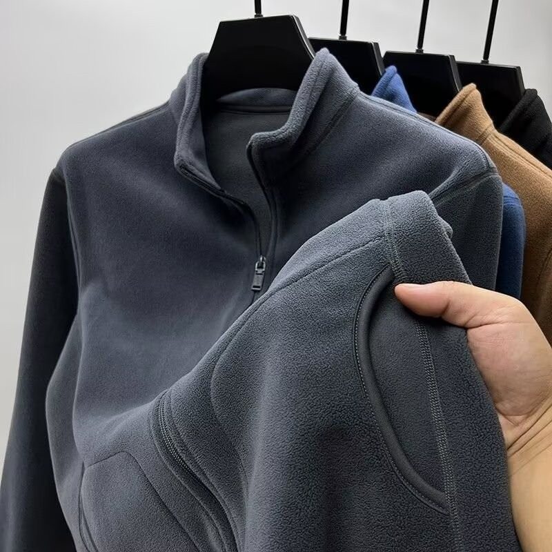 Homme Uni-Color Double-Sided Fleece Sweatshirt