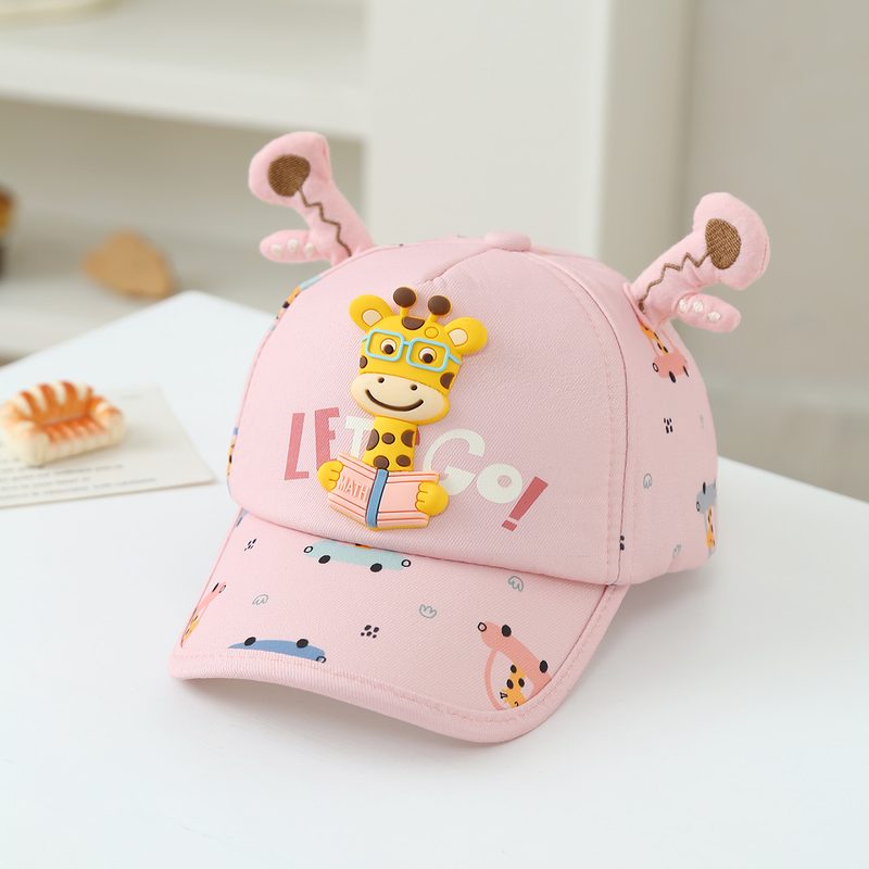 Children'S Three-Dimensional Cartoon Giraffe Imprimé Cute Antlers Adjustable Baseball Casquette For Traveling, Going Out, Shopping
