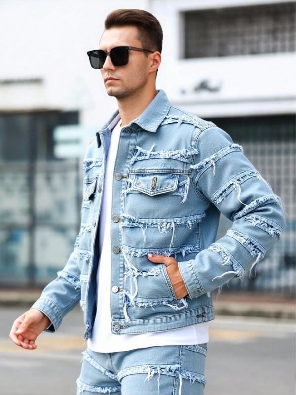 Formal And Well-Fitting Denim Veste