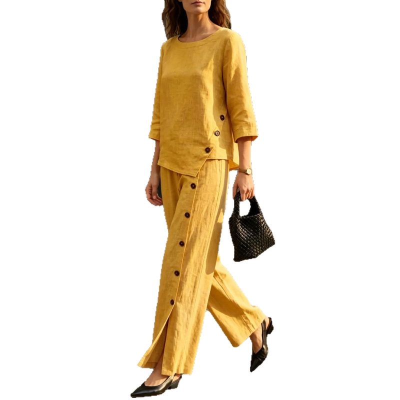 Ensemble Citadin Chic : Chemise et Pantalon Asymétrique
