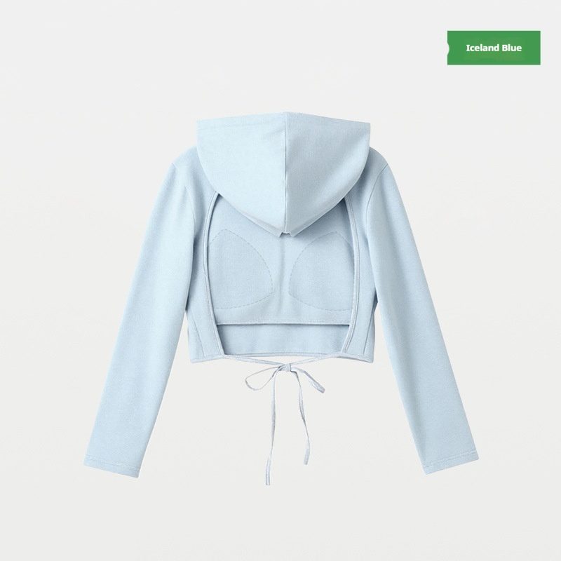Hoodie court à manches longues avec brassière intégrée