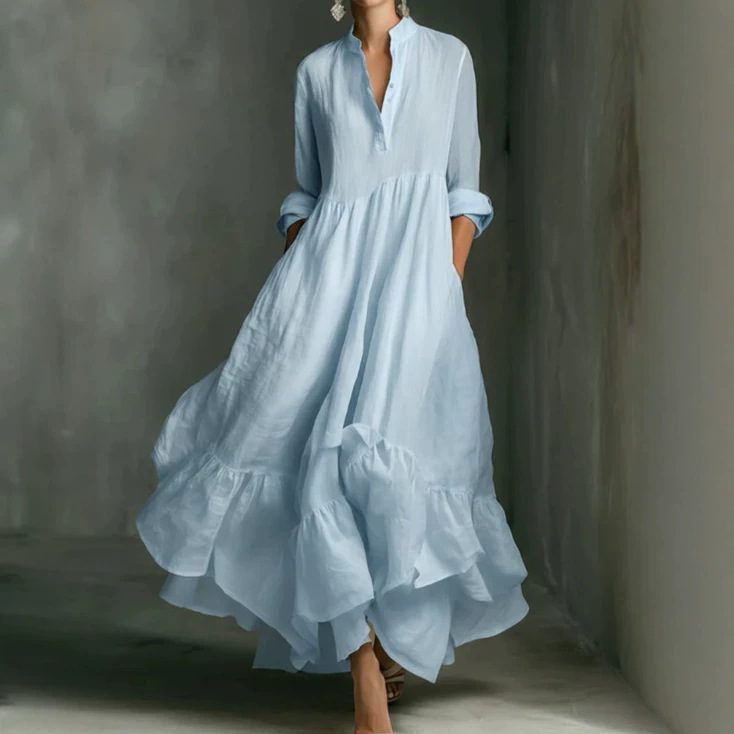 Robe Trapèze Fluide Unie Style Blouse pour Femme