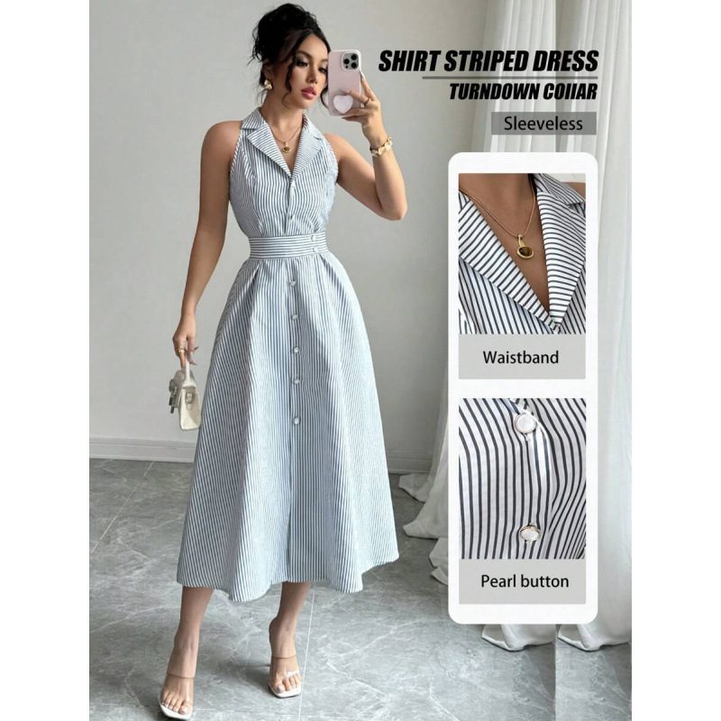 Robe Rayée Décontractée, Élégante et Raffinée pour Femme