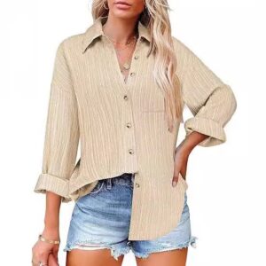 Chemise Boutonnée Femme à Manches Longues - Élégance Décontractée