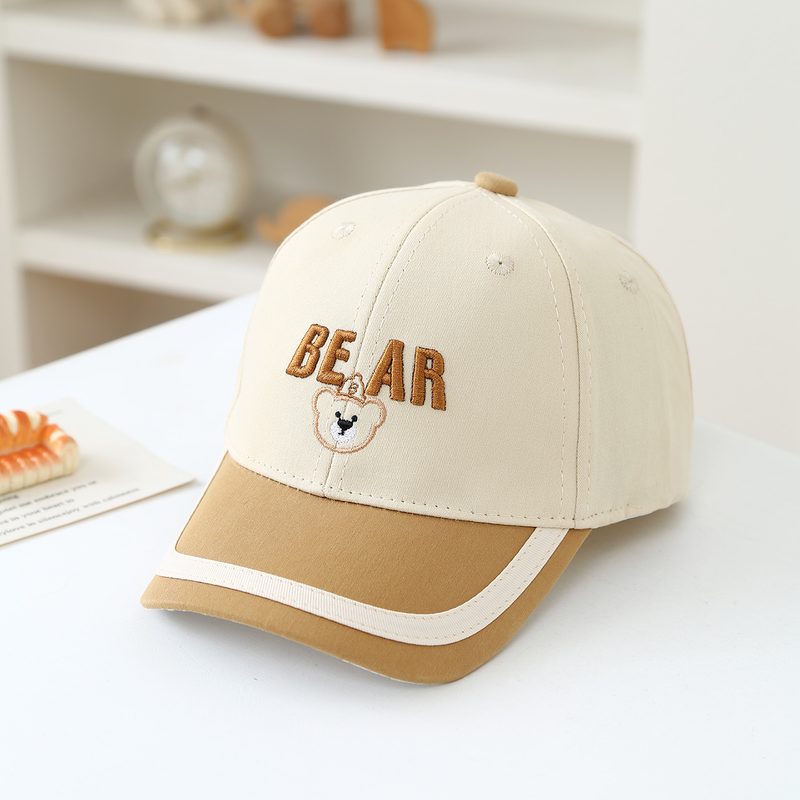 Cartoon-Style Garçon And Fille Multi-Color Baseball Casquette For Outdoor Sun Protection, And Cool Bear-Shaped Children'S Beanie Chapeau