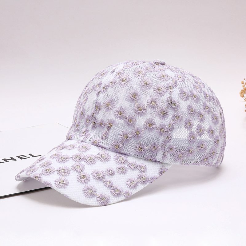 Hollowed-Out Embroidered Daisy Baseball Casquette In Rétro And Artistic Style, Suitable For Outdoor Travel, Photography, Daily Use, For Sisters To Go Shopping And Have Fun Together
