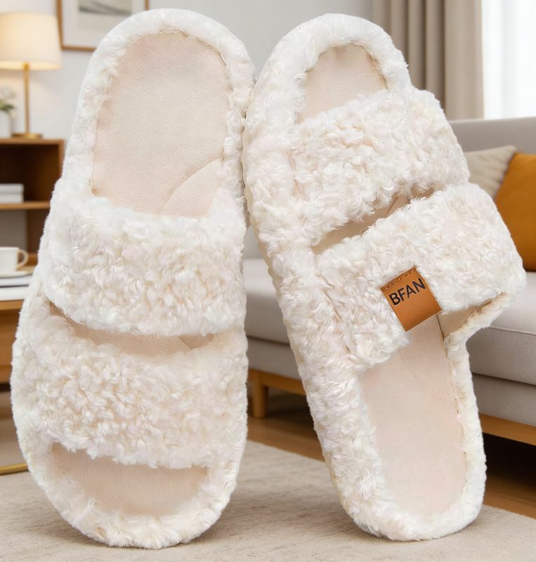Silent Minimalist Cotton Slippers And Womenwith A Soft
