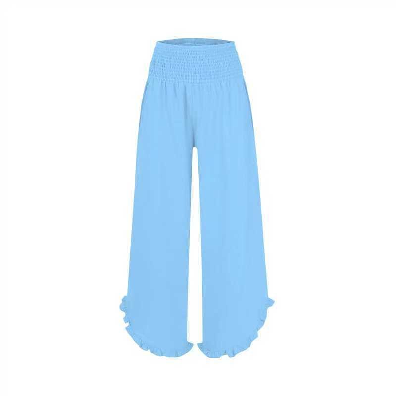 Femme Uni-Color Ample-Fitting Décontracté Wide-Leg Trousers
