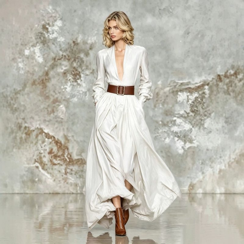 Robe Longue Femme à Taille Cintrée