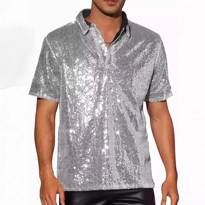 Polo Disco Vintage Pailleté pour Homme