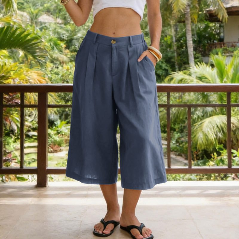 Femme Summer Uni-Color Décontracté Wide-Leg Pantalon