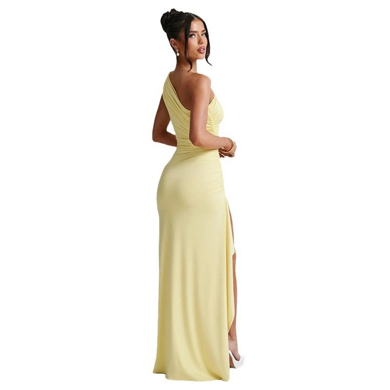 Femme Off-Shoulder Ruched Stretchy Sleeveless Robe