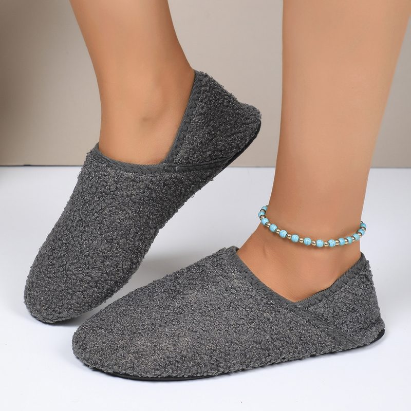One-Step Warm Chaussures Closed-Toe Slippers With Extra Fleece For Added Warmth And Thickness