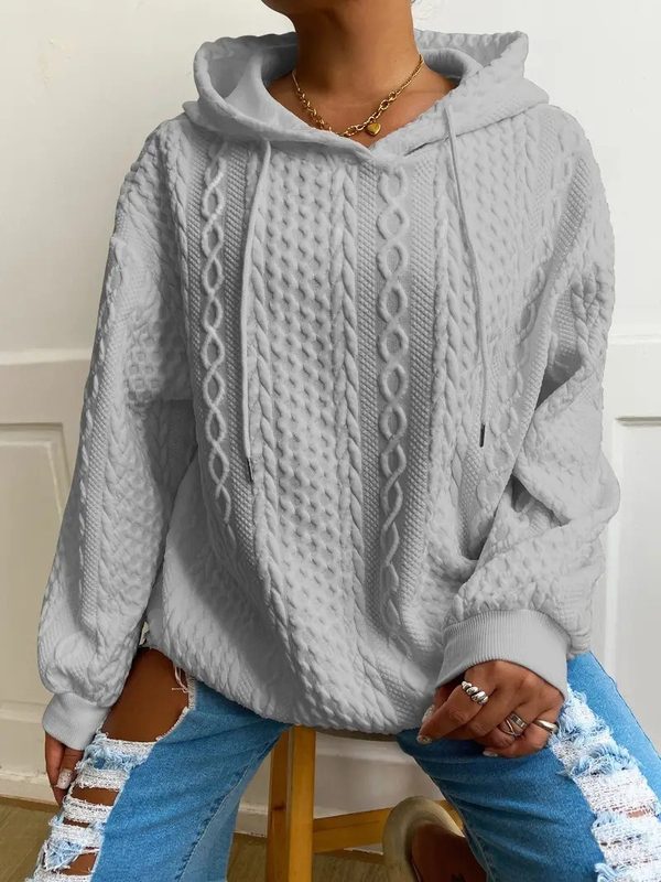 Décontracté Jacquard Oversize Hooded Manches Longues Sweatshirt