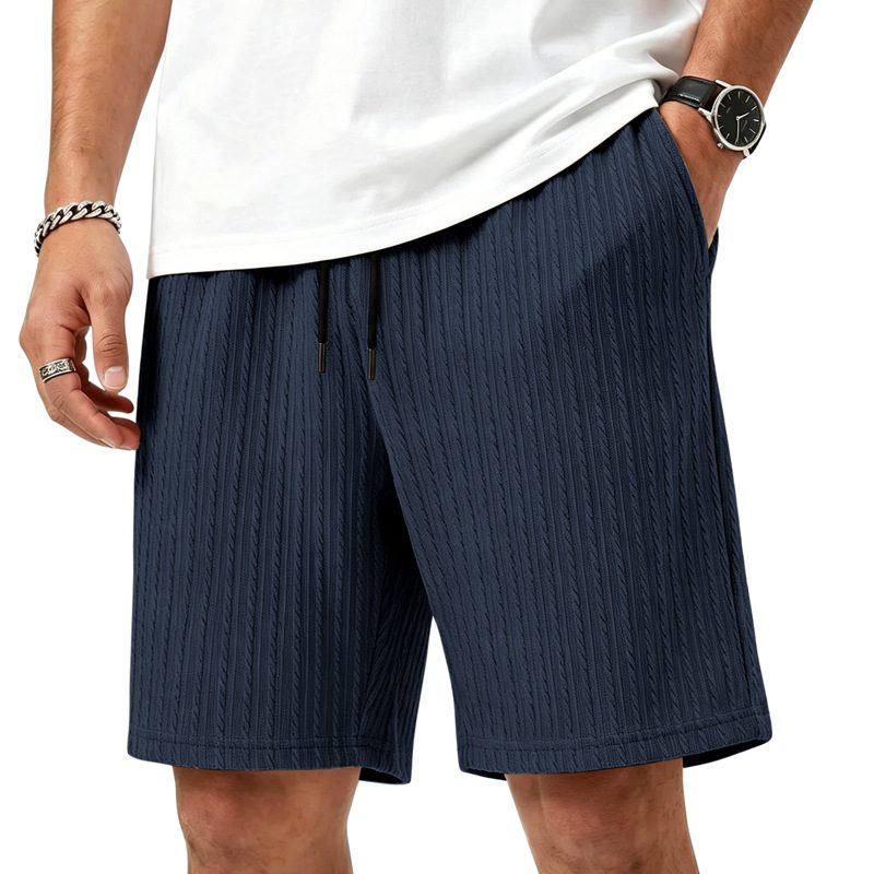 Short Athlétique Décontracté Homme Jacquard en Maille Extensible, Coupe Ample