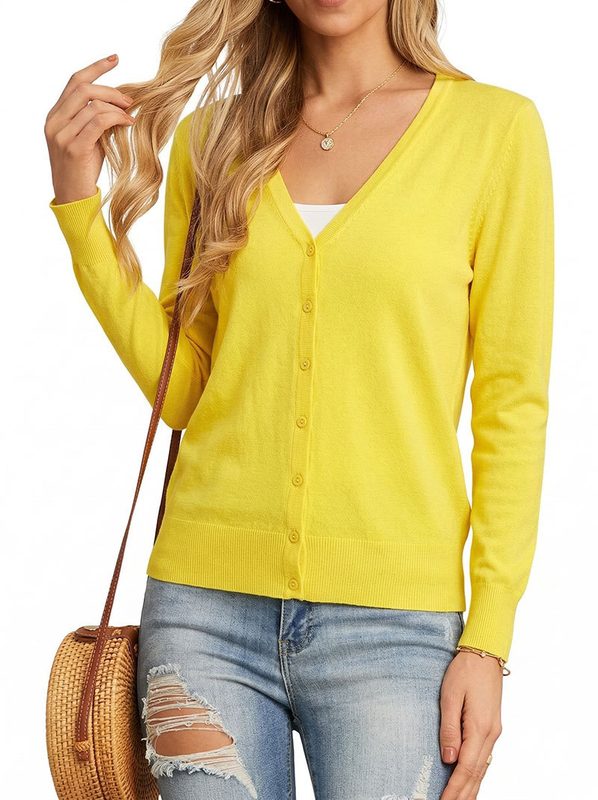 Thin Manches Longues Col V Sweater Veste