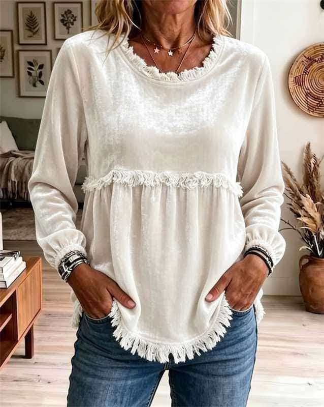 Coupe Ample Lace-Patchwork Femme Top