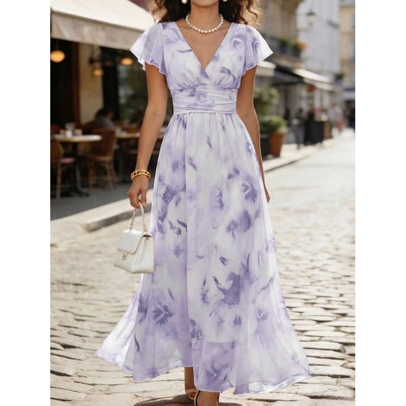Robe Chic de Villégiature, Coupe Trapèze à Taille Cintrée