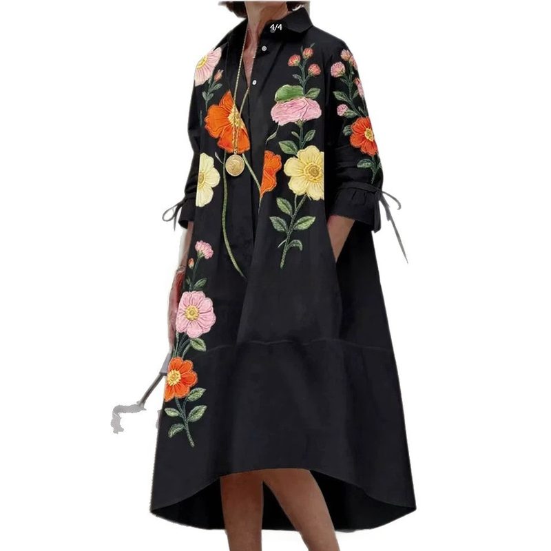 Robe Chemise Fluide Imprimée Décontractée Femme