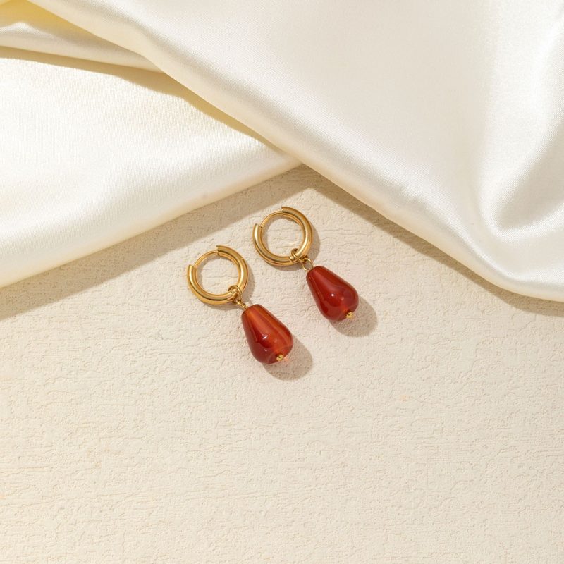 Waterdrop-Shaped Natural Stone Earrings