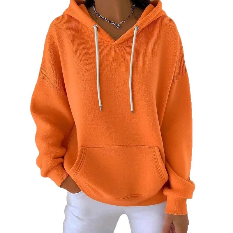 Sweat à Capuche Tendance et Décontracté à Manches Longues avec Cordon de Serrage, Couleur Unie