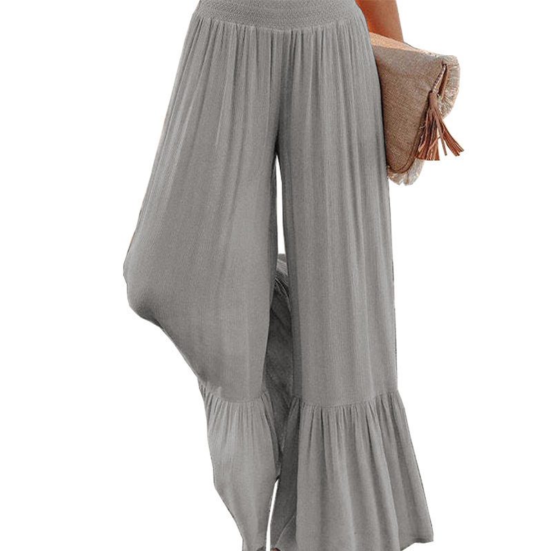 Uni Color Décontracté Pantalon With Taille Haute And Cinched Waist Ample And Wide Leg Pantalon