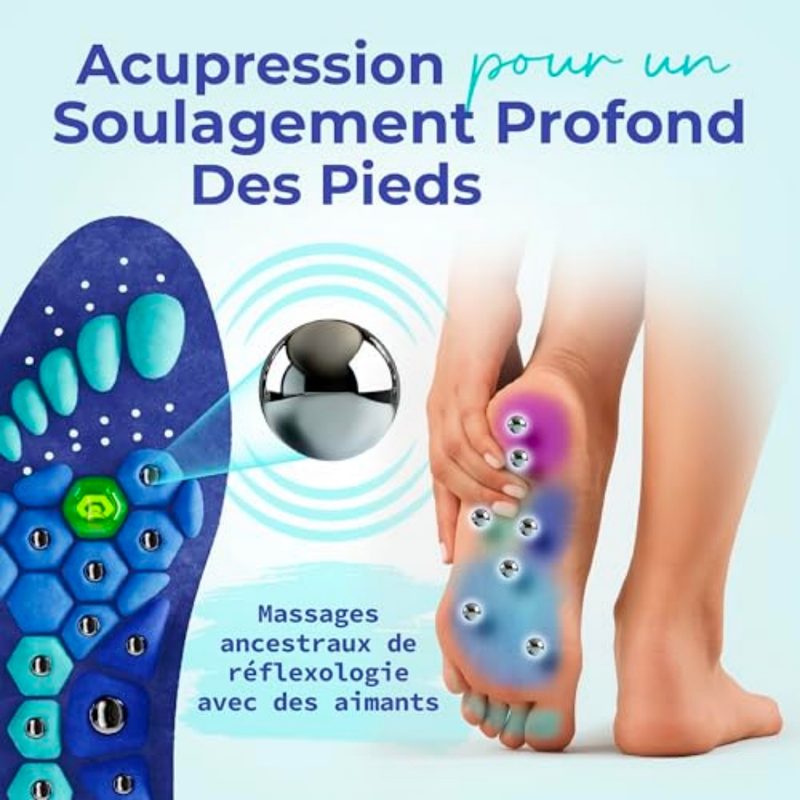 Akusoli : Semelles Confort Magnétiques Japonaises pour Hommes et Femmes. Soutien de la Voûte Plantaire, Idéales Pieds Plats – EU 36-41.5