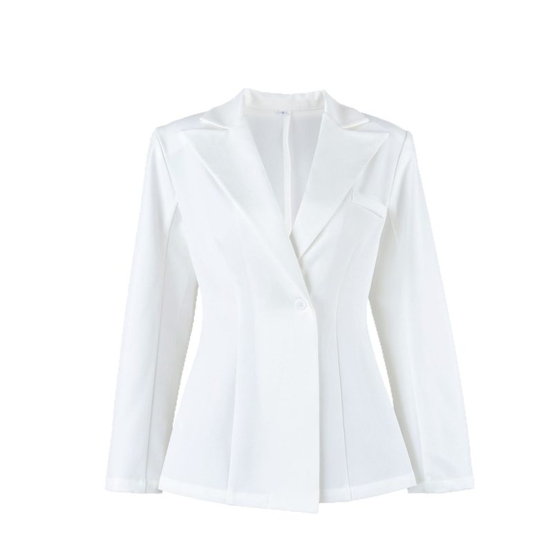 Blazer Chic à Revers Rétro et Manches Longues