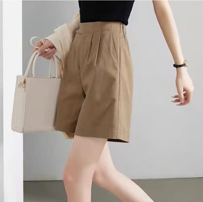 High-Waisted Relaxed-Fit Navy Blue Capri Pantalon For Work