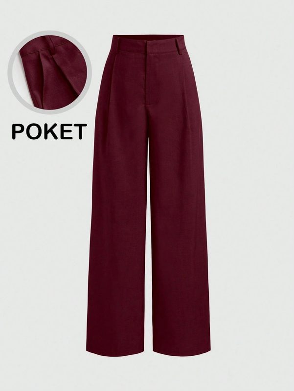 Wide Leg Straight Leg Décontracté All Matching Long Pantalon With Pockets